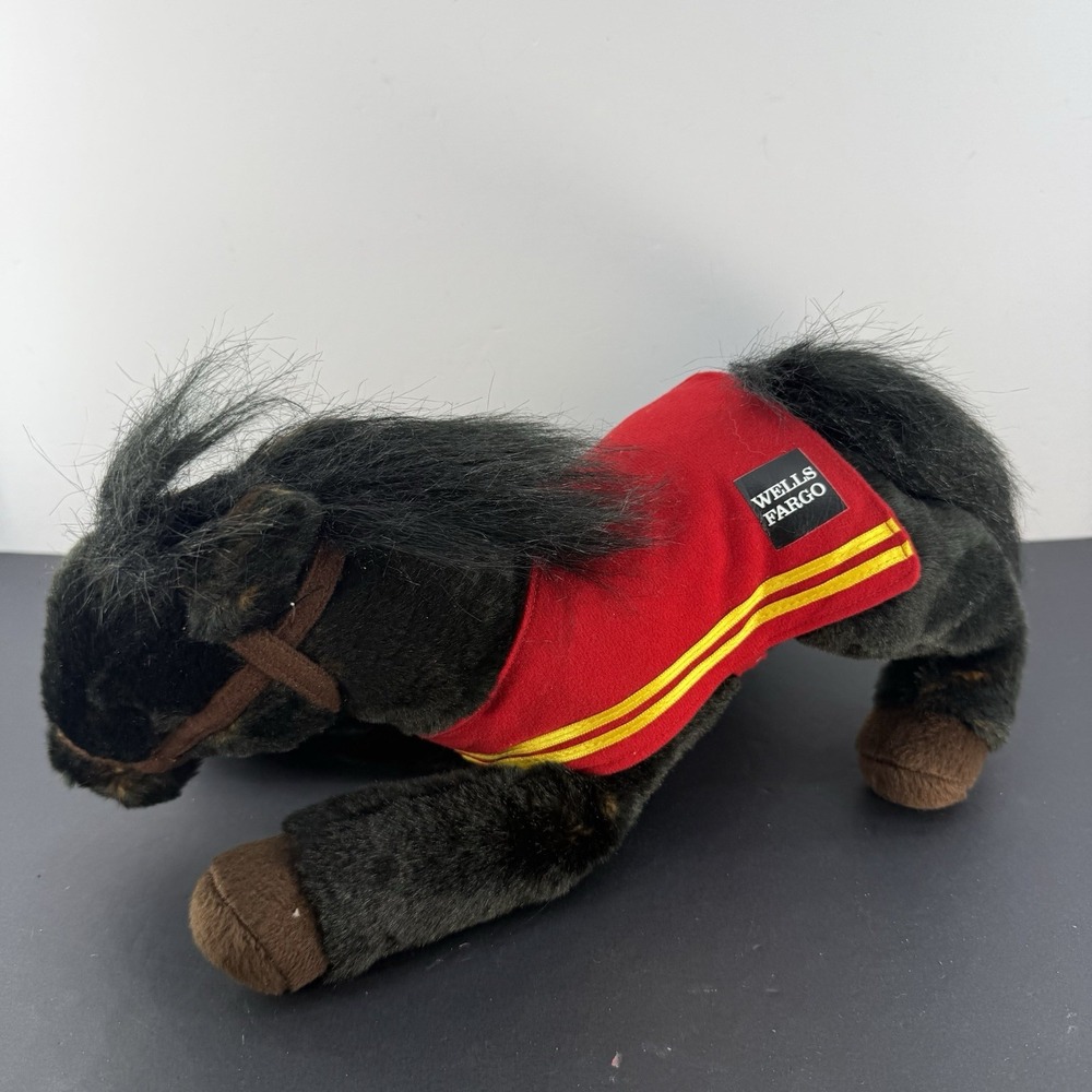 Wells Fargo 2016 Legendary Pony Mike Plush Black Red Saddle Stuffed Horse 12"